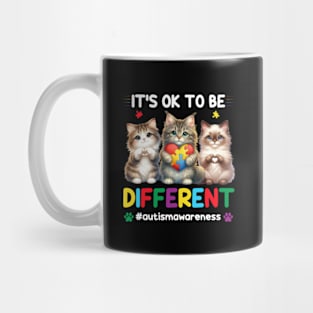 It's OK To Be Different Autism Awareness Cats Mug